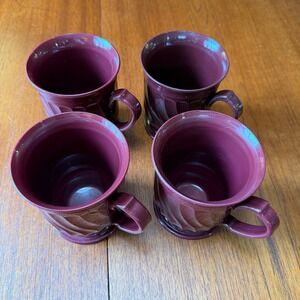Dinex Turnbury Insulated Mugs Set of 4 Burgundy Maroon Swirl DX3000 USA Made